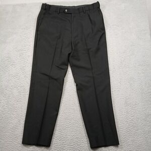 Austin Reed Men's Dress Pants 36‎ Black Wool Blend Flat Front Trousers